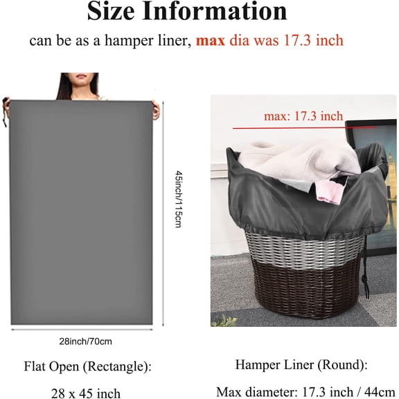 LMUMN-28x45 inch Large Laundry Bags 2 Pack Heavy Duty Drawstring Laundry Wash Bags Big Hamper Replacement Liner Bag Dirty Clothes Washable for Camp Don't Drying, Melting 140-176