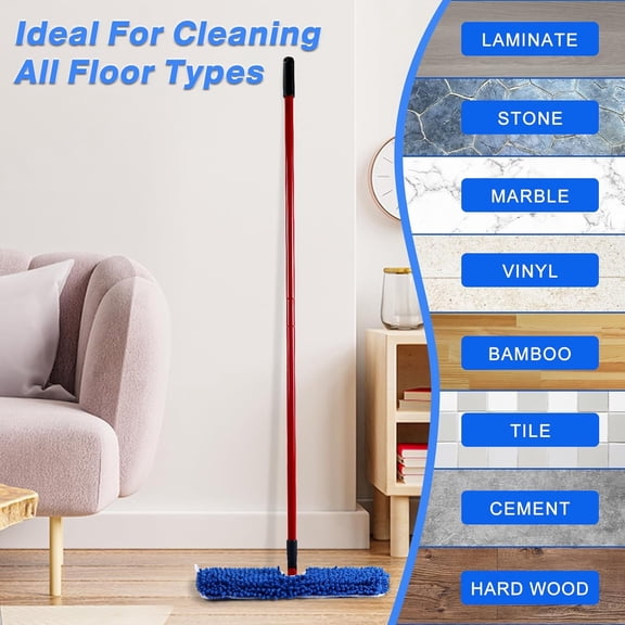 LMUMN-3 Pack Mop Heads Replacements Compatible with O-Cedar Dual-Action Flip Mop, Double-Sided Microfiber Chenille Mop Refills for Dry Wet Use, Washable Reusable Floor Cleaning Pads