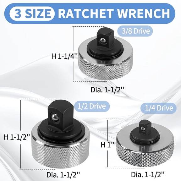 LMUMN-3 Pcs Mini Finger Ratchet Set 1/4" 3/8" 1/2" Drive Palm Ratchet Set Reversible Stubby Thumbwheel Ratchet Wrench Set Finger Socket Driver for Tight Spaces