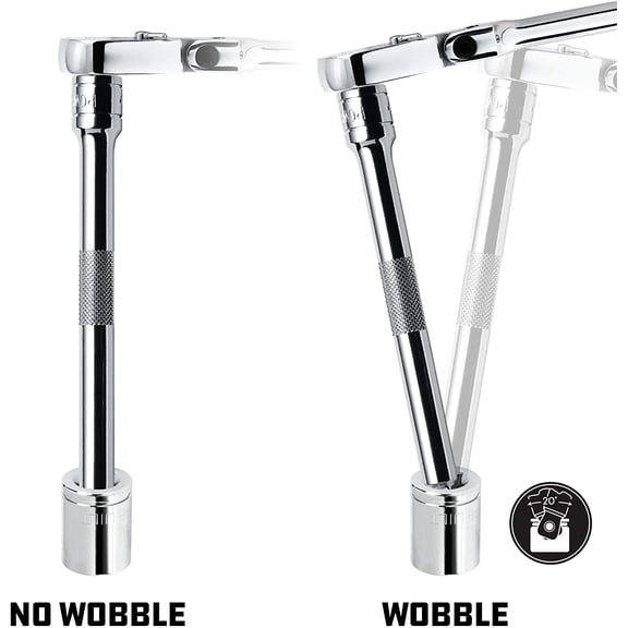 LMUMN-3 Piece 3/8 Inch Drive Wobble Socket Extension Bar Set, Includes 3 Inch, 6 Inch, 10 Inch Long, Chrome-Vanadium made -640857