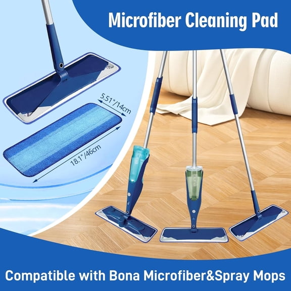 LMUMN-4 Pack Microfiber Cleaning Pads Compatible with Bona Mops, Safe for Hardwood and Hard-Surface Floors, Washable, Reusable