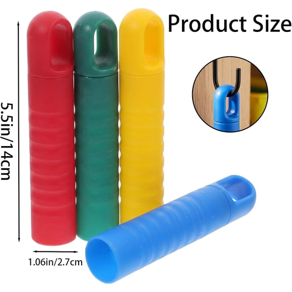 LMUMN-4 Pack Mop Handle End Cap, 0.98 Inch Mop Handle Replacement Grips, Plastic Broom Replacement Grips, Easy Installation, Anti-Slip Design Hanging Hole for Cleaning Tools, Blue Red Yellow Green