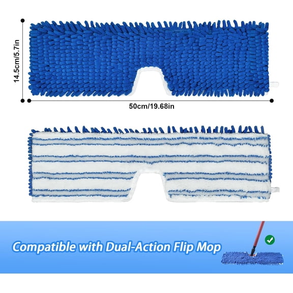 LMUMN-4 Pack Mop Heads Replacements Compatible with O-cedar Dual-Action Flip Mop,Microfiber&Chenille Mop Replace Head for Dry/Wet Use,Double-sided,Reusable and Washable Dust Mop Refills for Floor Cl