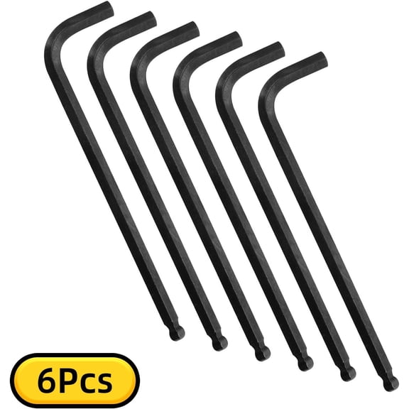 LMUMN-5/16" Allen Wrench Set with Ball End Hex Key Metric Size Long Arm L Shaped Heavy Duty CRV Steel Tool for Repairing Project 6PCS