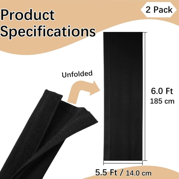 LMUMN-6 Feet Fabric Cord Cover Chain Cable Sleeve, Chandelier Lighting Wire Cord Cover for Cable Management (Black, 2 Pack)
