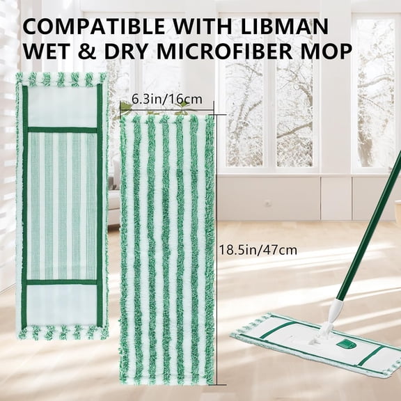 LMUMN-6 Pack Replacement Mop Refills Compatible with Libman Wet & Dry Microfiber Mop, Reusable Washable Mop Head Replacement Pads for Cleaning Multi-Surface Floor (Mop not Included)