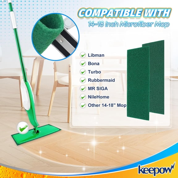 LMUMN-6 Pack Scrub Mop Pads Replacement Compatible with Libman Freedom Spray Mop, Mop Scrubber Attachment for Floor Cleaning, Fit for Rubbermaid and Turbo & Other 18 Inch Microfiber Mops