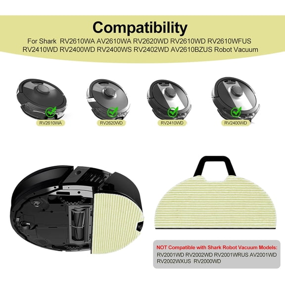 LMUMN-6 Pack Vacmop Replacement Pads Compatible with Shark RV2610WA AV2610WA AV2620WA AV2630WA RV2410WD Matrix Plus AI Ultra 2-in-1 Robot Vacuum,Reusable Mop Vac Pads Refills,Washable Microfiber Sof