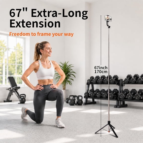 LMUMN-67" Phone Tripod Selfie Stick for iPhone & Android, Extendable Cell Phone Stand with Wireless Remote, Lightweight Travel Tripod Phone Holder for Video Recording, Live Streaming, Photography