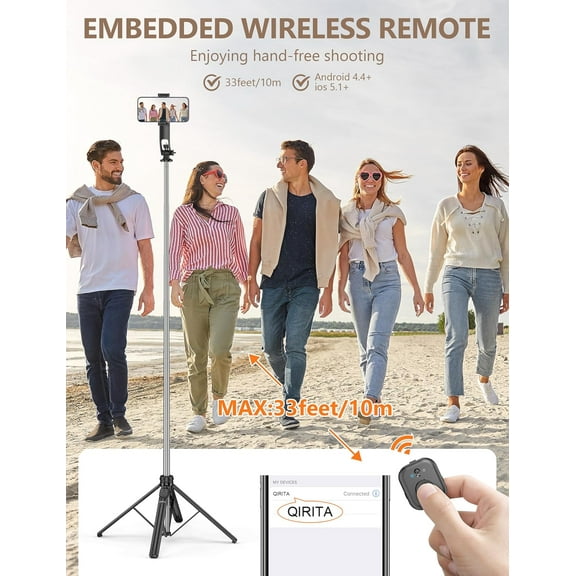 LMUMN-71" Selfie Stick Tripod, All in One Quadripod with Remote & Phone Holder, Extendable Cell Phone Tripod, Travel Tripod Stand Compatible with for Cell Phone & Camera, iPhone, Android,Video Recor