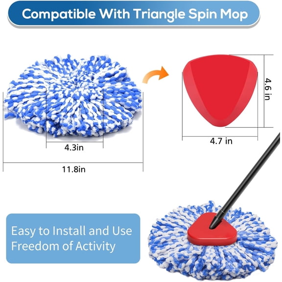 LMUMN-8 Pack RinseClean Spin Mop Replacement Head Refills Compatible with O Ceda RinseClean 2 Tank System, Blue Microfiber Mop Refills for Floor Cleaning