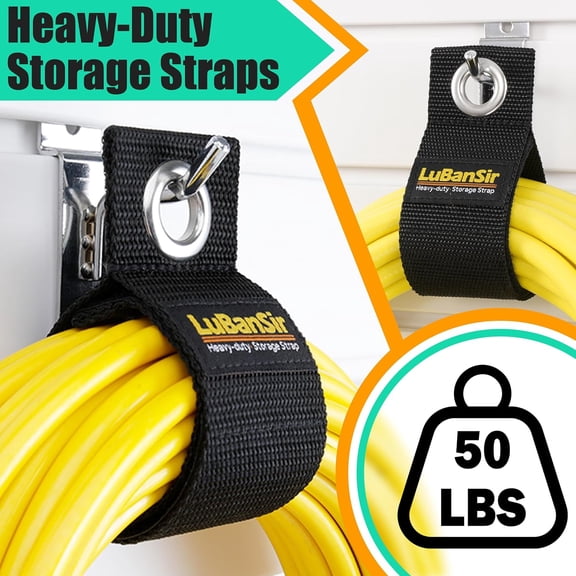 LMUMN-9 Pack Extension Cord Holder Organizer, 13-inch Heavy Duty Storage Straps for Garden Hose Storage and Garage Wall Organization