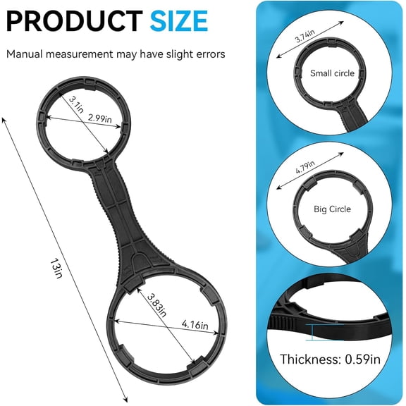 LMUMN-AWR2 2-in-1 Water Filter Housing Wrench Replacement for iSpring HW12, HC12, RCC,RCCP, US31, CKC, CT10 Reverse Osmosis Pre-Filter Housing and RO Membrane Canister Wrench