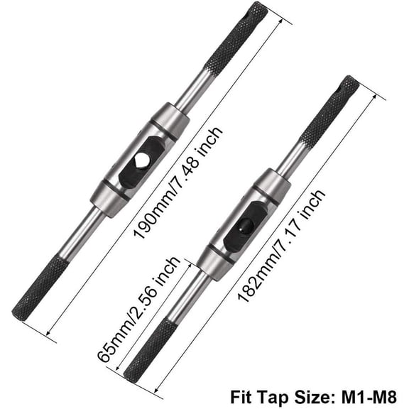 LMUMN-Adjustable Tap Wrench Handle, for Metric M2-M8 Taps, Thread Tap Holder Reamer Hand Tapping Tool for Machinist Repair, Die-casting Body