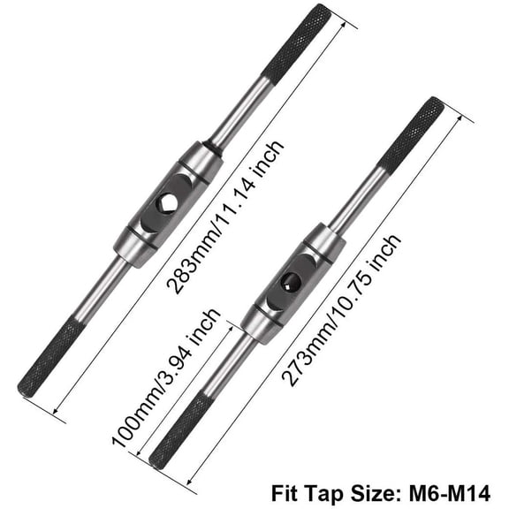 LMUMN-Adjustable Tap Wrench Handle, for Metric M6-M14 Taps, Thread Tap Holder Reamer Hand Tapping Tool for Machinist Repair, Die-casting Body