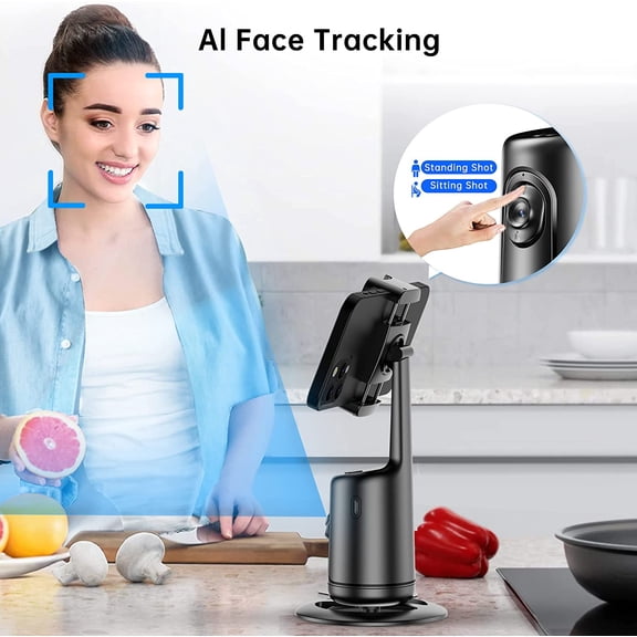 LMUMN-Auto Tracking Phone Holder, Auto Face Tracking Tripod, Portable All-in-one Smart Selfie Stick 360 Rotation Fast Face & Object Tracking Cameraman Robot Mount for Phone Video Vlog Live Streaming