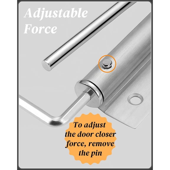 LMUMN-Automatic Door Closer for Lightweight Doors <100 lbs | 150 Angle Spring Self Closing Hinges | Adjustable Catch Speed | Stainless Steel Soft Close Auto Top Latches | with Arm, Screw, Wrench |