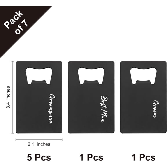 LMUMN-Bachelor Party Favors Groomsmen Credit Card Bottle Opener,WD-H | 7 Pcs Bottle Opener,Stainless Steel,Groomsmen Gifts,Bachelor Party Gifts,Groomsman Bottle Opener,Team Groom Gift