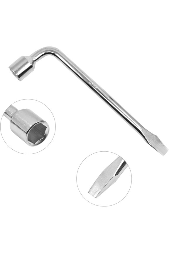 -Car Spare Tire Lug Wrench for Jack 21mm/0.83" L Type Hexagon Slotted End Socket Repair Tool