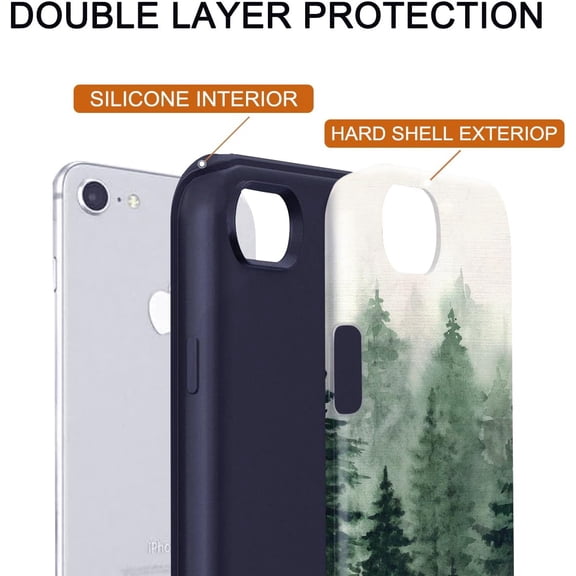LMUMN-Case Compatible with iPhone 6S 6 iPhone 8/7 SE (2020)/ SE (2022) - Hybrid 2-Layer Hard Shell + Silicone Protective Case -Scratch-Resistant Shockproof Cover for iPhone 6s/6/7/8/ SE 4.7"(Forest)
