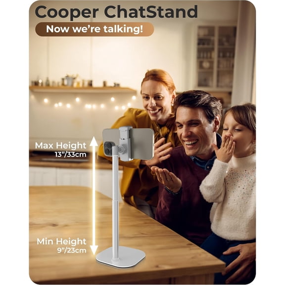 LMUMN-ChatStand, Adjustable Cell Phone Stand for Desk, Phone Stand for Recording, iPhone Holder for Filming, Small Tripod for iPhone, Fits Samsung, Android Smartphones, (Frost White)