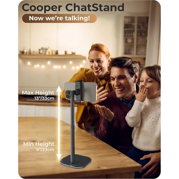 LMUMN-ChatStand, Adjustable Cell Phone Stand for Desk, Phone Stand for Recording, iPhone Holder for Filming, Small Tripod for iPhone, Fits Samsung, Android Smartphones, (Metallic Gray)