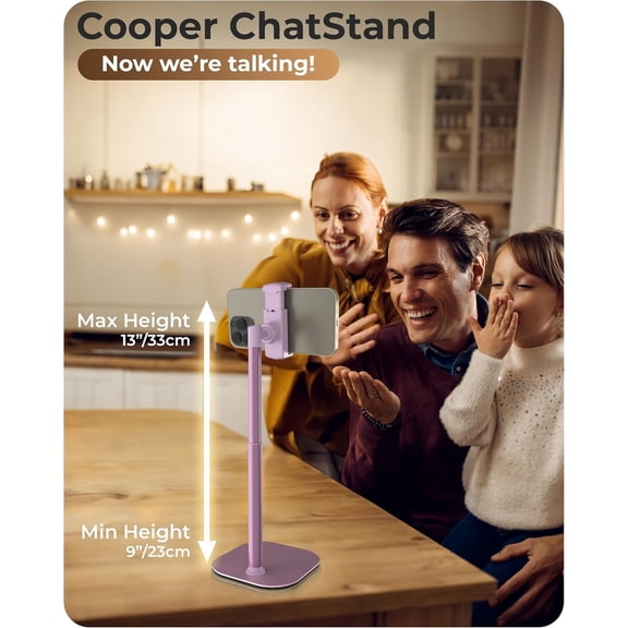 LMUMN-ChatStand, Adjustable Cell Phone Stand for Desk, Phone Stand for Recording, iPhone Holder for Filming, Small Tripod for iPhone, Fits Samsung, Android Smartphones, (Pink Rose Gold)