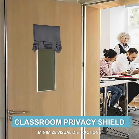 LMUMN-Classroom Door Window Cover, Blackout Shades for Classroom Windows and Doors Cover Lockdown Shades, Room Darkening Design Blocks Views, W 12 x L 30, 1 Panel, Grey