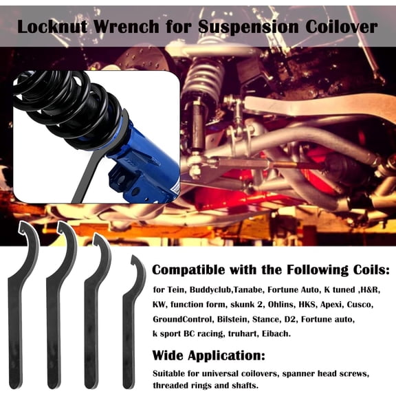 LMUMN-Coilover Adjustment Tool 4x Steel Spanner Wrench Compatible with Tein KW Ohlins HKS Apexi Cusco