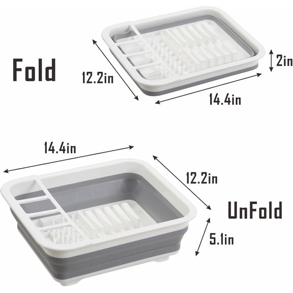 LMUMN-Collapsible Dish Drying Rack, Foldable Dinnerware Drainer Organizer for Storage Kitchen Counter RV Accessories Portable Rack Holders for Dishes Plates and Cups Camping Travelling Space Saver E