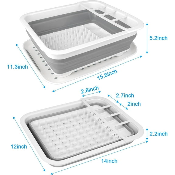 LMUMN-Collapsible Dish Drying Rack Portable Dish Drainers for Kitchen Counter with Drainboard, Kitchen Sink Organizer Basket RV Accessories Camper Storage and Organization Dish Rack Over Sink Drying