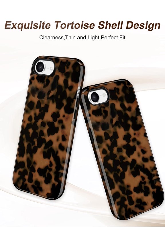 -Compatible with MagSafe Brown Tortoise Shell Print Phone Case for iPhone 7/8/SE, Amber Trendy Luxury Magnetic Soft TPU and Hard PC Protective Phone Cover for Women Girls - Black