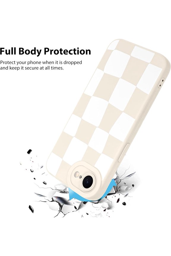 -Compatible with iPhone 17e Case, iPhone 16e Case Silicone Checkered Cute Pattern, Camera Protection Soft Slim Phone Case for Phone Case -White