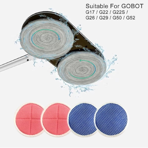 LMUMN-Electric Mop Replacement Pads, 6.3 in (16 cm), 4-Pack (2 Pink + 2 Blue), Washable Reusable Microfiber Refills (Soft + Ultra-Short Bristles) for Electric Spin Mop, for Hardwood & Tile Floors