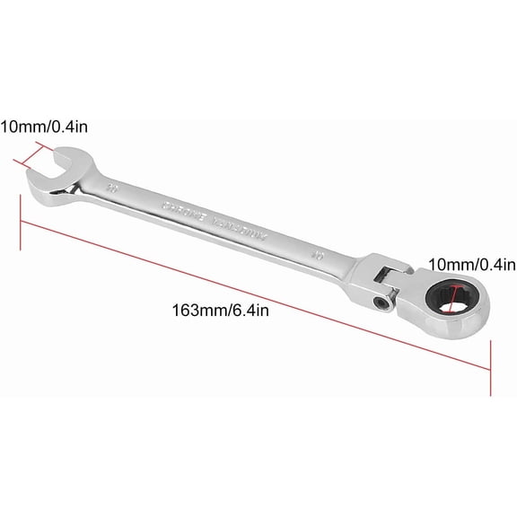 LMUMN-Flexible Head Ratcheting Wrench, 3 PCS 10 mm Ratcheting Box Wrench Set with 5 Movement and 72 Teeth for Projects with Tight Space