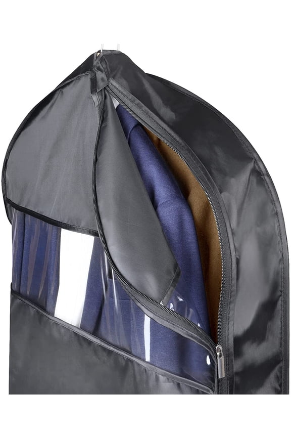 -Garment Bags for Travel and Storage 43" Hanging Suit Bag Clear Suits Cover with Mesh Pockets for Coat, Shirt, Jackets, dresses