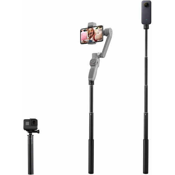 LMUMN-Gimbal Extension Pole, 29" Extension Rod for Gimbal Stabilizer, Adjustable Selfie Stick with 1/4" Thread Compatible with DJI OM 6/5/4/ Smooth 5 Q3 4/GoPro Vlog Pocket/Go 2 EVO Action Camera