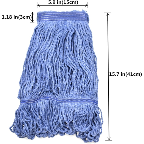 LMUMN-Heavy Duty Commercial Mop Head Refill - Industrial Grade Blue Cotton Looped-End String for Wet Mopping, Long-Lasting (1)