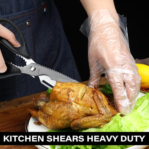 LMUMN-Kitchen Scissors Come Apart Kitchen Shears for Food Heavy Duty Shears for Chicken Bone Nutcracker Bottle Can Opener Premium Stainless Steel Scissors 01B