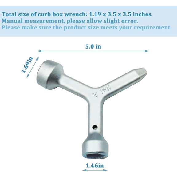 LMUMN-MKF2 Meter Curb Box Key triangle curb box wrench electric box key,for Opens meter pit lids and meter box lids and curb box