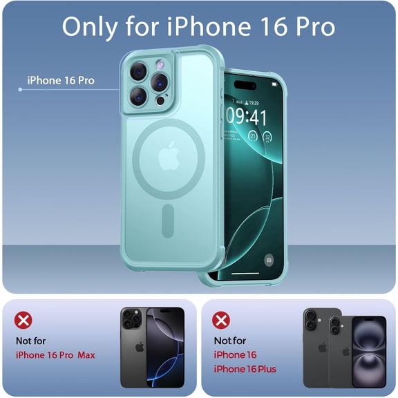 LMUMN-Magnetic for iPhone 16 Pro Case, [Full Camera Protection] [Compatible with Magsafe] Military-Grade Shockproof, Anti-Fingerprint Translucent Matte Phone Case,Blue