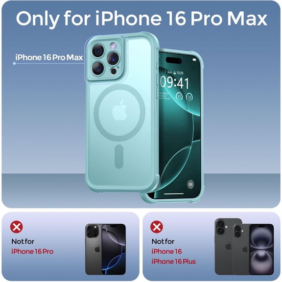 LMUMN-Magnetic for iPhone 16 Pro Max Case, [Full Camera Protection] [Compatible with Magsafe] Military-Grade Shockproof, Anti-Fingerprint Translucent Matte Phone Case,Blue