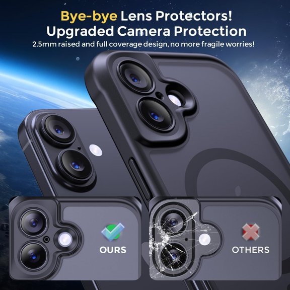LMUMN-Magnetic for iPhone 17 Case, [Compatible with Magsafe] [Full Camera Protection] Translucent Matte Military Grade Shockproof with Anti-Fingerprint Phone Cover 2025, Black