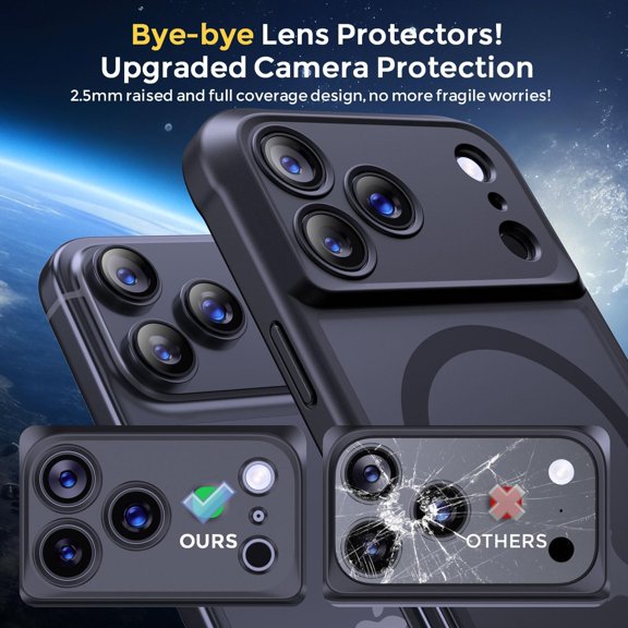 LMUMN-Magnetic for iPhone 17 Pro Case, [Compatible with Magsafe] [Full Camera Protection] Translucent Matte Military Grade Shockproof with Anti-Fingerprint Phone Cover 2025, Black
