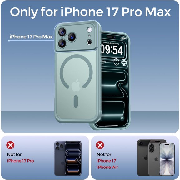 LMUMN-Magnetic for iPhone 17 Pro Max Case, [Compatible with Magsafe] [Full Camera Protection] Translucent Matte Military Grade Shockproof with Anti-Fingerprint Phone Cover 2025, Blue