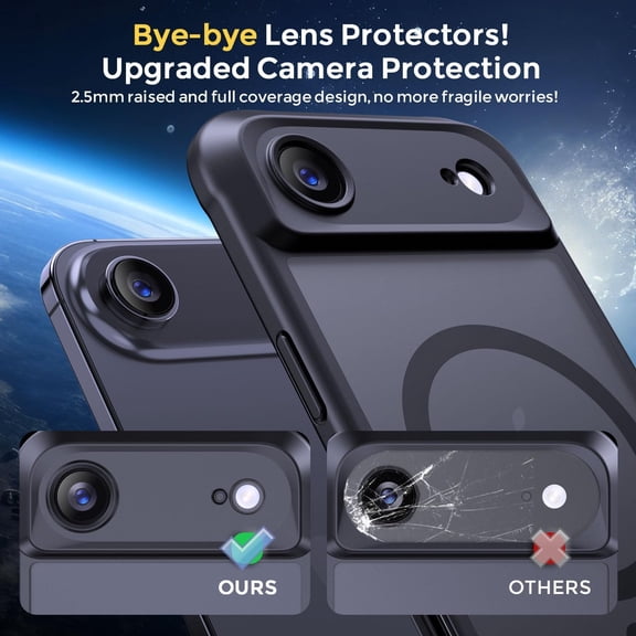 LMUMN-Magnetic for iPhone Air Case, [Compatible with Magsafe] [Full Camera Protection] Translucent Matte Military Grade Shockproof with Anti-Fingerprint Phone Cover 2025, Black