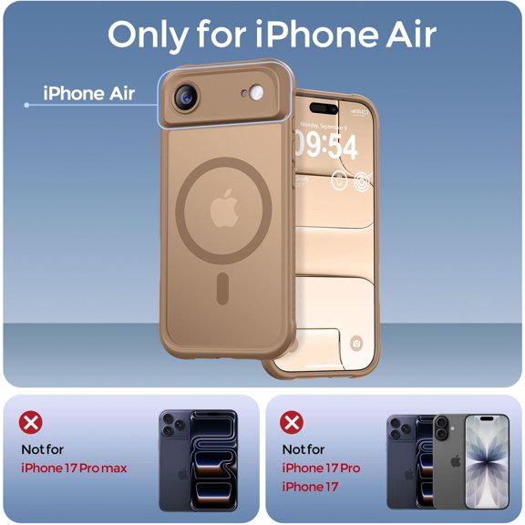 LMUMN-Magnetic for iPhone Air Case, [Compatible with Magsafe] [Full Camera Protection] Translucent Matte Military Grade Shockproof with Anti-Fingerprint Phone Cover 2025, Brown