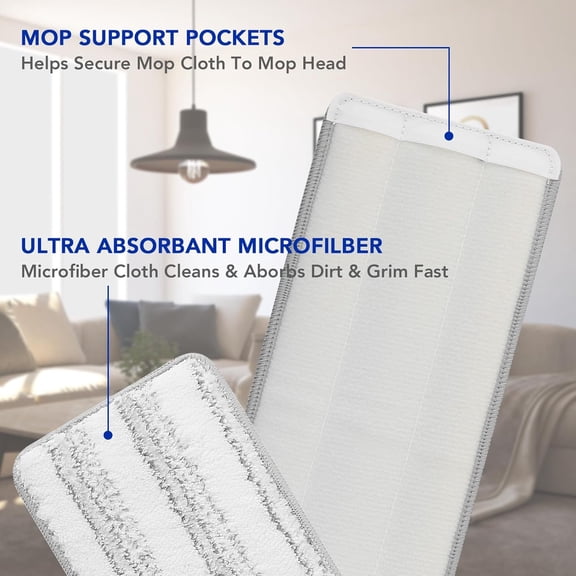 LMUMN-Microfiber Cleaning Pads for Flat Mop Bucket Set : 10 Packs 13" X 4.9" Washable Pads for Floor Cleaning Compatible with Tethys & Most 13 Inch Flat Mop Bucket System