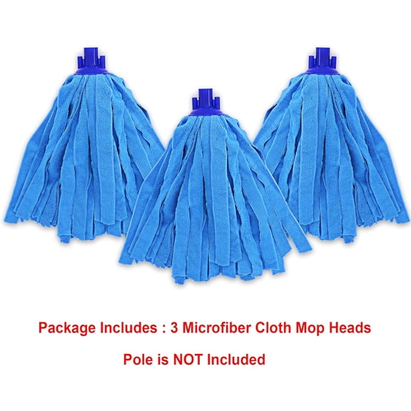 LMUMN-Microfiber Cloth Mop Head Replacement, String Mop Refills Screw onto All Standard US Threading Pole Mop Handle Rod 3 Packs