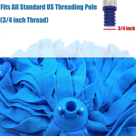 LMUMN-Microfiber Cloth String Mop Head Refill, Loop End Screw On Mop Head Compatible with All Standard US Threading Pole (Acme 3/4 inch Thread)  (3)